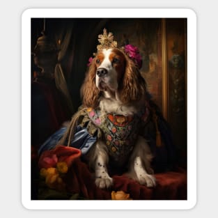 Gracious Mahogany & White Basset Hound - Medieval Queen Sticker